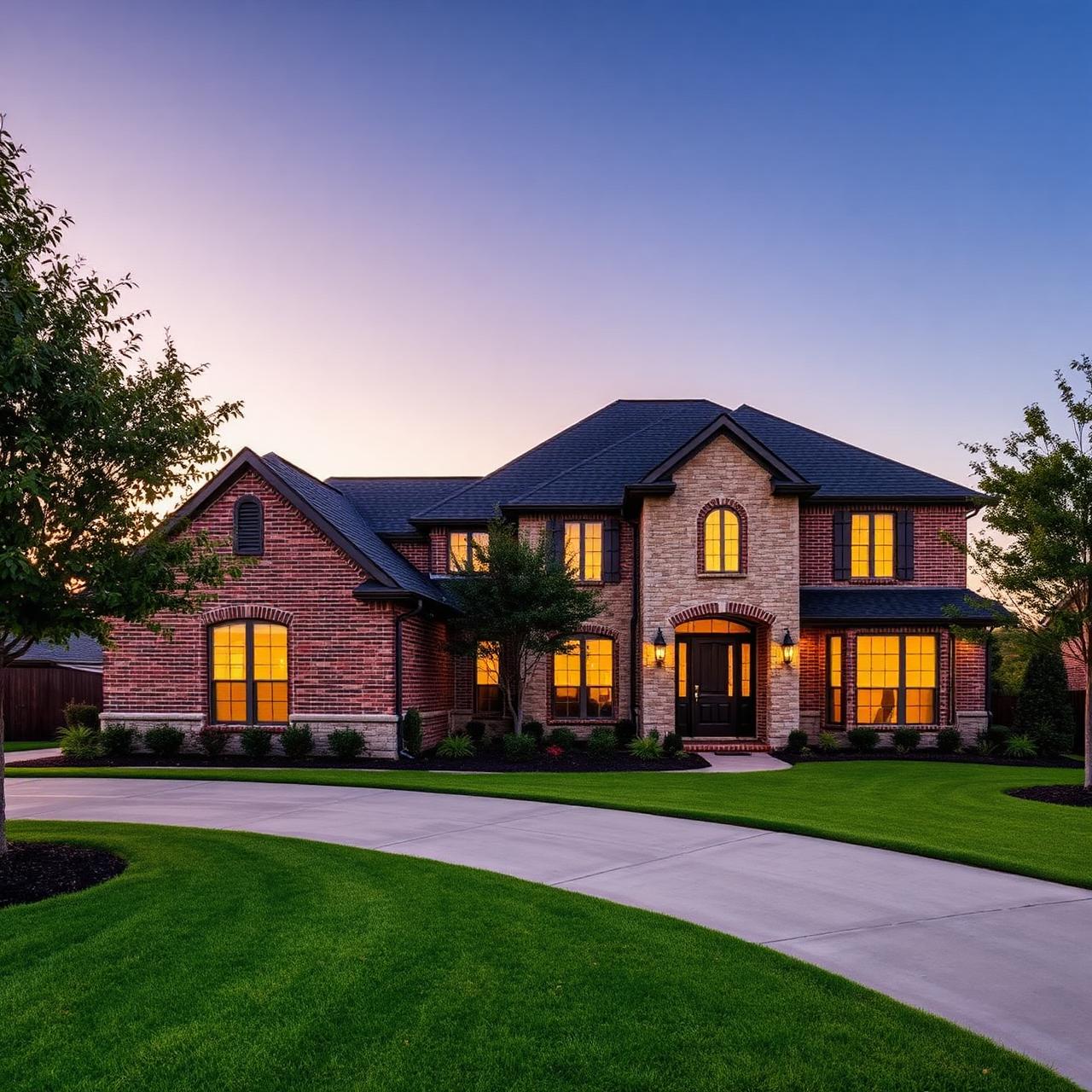 Beautiful Houston-area family home at golden hour